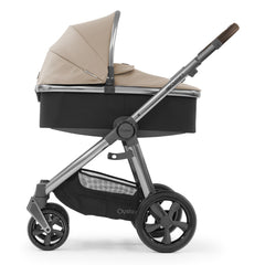 BabyStyle Oyster 3 LUXURY Bundle with Maxi-Cosi Pebble 360 Pro (Butterscotch) - showing the carrycot and chassis together as the pram