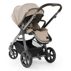 BabyStyle Oyster 3 LUXURY Bundle with Maxi-Cosi Pebble 360 Pro (Butterscotch) - showing the seat unit and chassis together as the pushchair in parent-facing mode