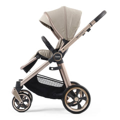 BabyStyle Oyster 3 LUXURY Bundle with Maxi-Cosi Pebble 360 Pro (Creme Brulee) - showing the pushchair in forward-facing mode with its seat upright