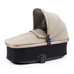 BabyStyle Oyster 3 LUXURY Bundle with Maxi-Cosi Pebble 360 Pro (Creme Brulee) - showing the carrycot with its matching hood and apron