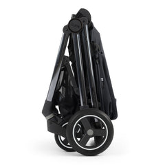 BabyStyle Oyster Gravity+ Stroller - Carbonite - shown folded and free-standing