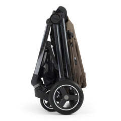 BabyStyle Oyster Gravity+ Stroller - Mink - shown folded and free-standing