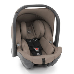 BabyStyle Oyster Capsule i-Size Infant Car Seat - Mink - shown with newborn head and body hugger