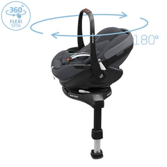 Maxi-Cosi Pebble 360 Pro² & FamilyFix 360 Pro ISOFIX Base - Twillic Graphite, showing the seat`s rotating function