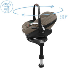 Maxi-Cosi Pebble 360 Pro² & FamilyFix 360 Pro ISOFIX Base - Twillic Truffle, showing the seat`s rotating function