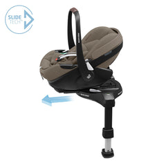 Maxi-Cosi Pebble 360 Pro² & FamilyFix 360 Pro ISOFIX Base - Twillic Truffle, showing the car seat`s sliding function