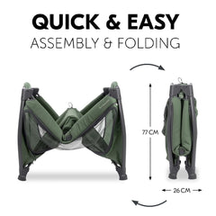 Hauck Play'n'Relax Centre - Dark Green showing its assembly mechanism