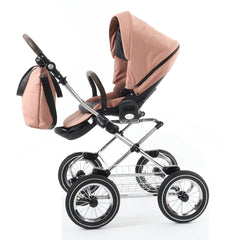 BabyStyle Prestige Vogue Pushchair Parent-Facing (Chrome/Brown/Coral)