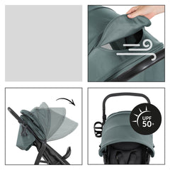 Hauck Rapid 4D Stroller - Jungle Green showing some of the stroller`s features