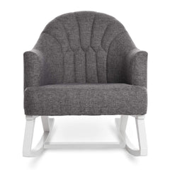 Obaby Round Back Rocking Chair (White with Grey) - front view, showing the chair`s arms and sculpted back rest