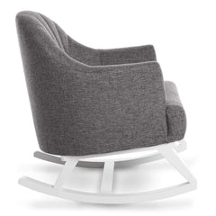 Obaby Round Back Rocking Chair (White with Grey) - side view, showing the chair`s rocking bars