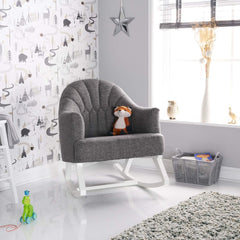 Obaby Round Back Rocking Chair (White with Grey) - lifestyle image (toys and accessories not included)