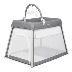 Ickle Bubba Scout Travel Crib, Cot & Playpen - Ash Grey - showing the 3-in-1 crib, cot and playpen option with the toy bar