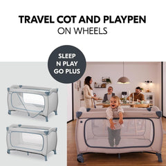 Hauck Sleep'n'Play Go Plus Travel Cot/Playpen - Dusty Blue shown as the travel cot and playpen