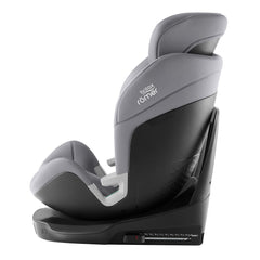 Britax Swivel 360 Rotating Car Seat - Frost Grey - side view, booster seat reclined