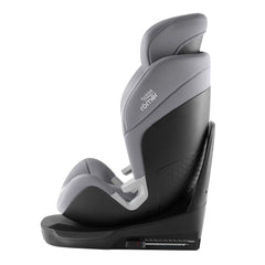 Britax Swivel 360 Rotating Car Seat - Frost Grey - side view, booster seat upright