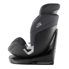 Britax Swivel 360 Rotating Car Seat - Midnight Grey - side view, booster seat reclined