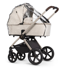 Venicci Upline 2 Pram - Stone Beige - shown with raincover