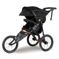 Out n About Nipper Sport v5 Pushchair (Summit Black) - showing the pushchair with its hood and sun mesh visor extended