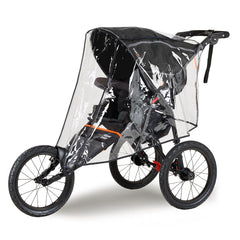 Out n About Nipper Sport v5 Pushchair (Summit Black) - showing the pushchair wearing the included raincover