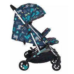 Cosatto Woosh Double Baby Stroller - Fairy Tale side view shown with seats reclined and hoods extended