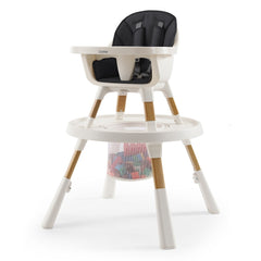 BabyStyle Oyster 4-in-1 Highchair (Fossil) - shown here as the highchair with its basket filled with toys (toys not included)